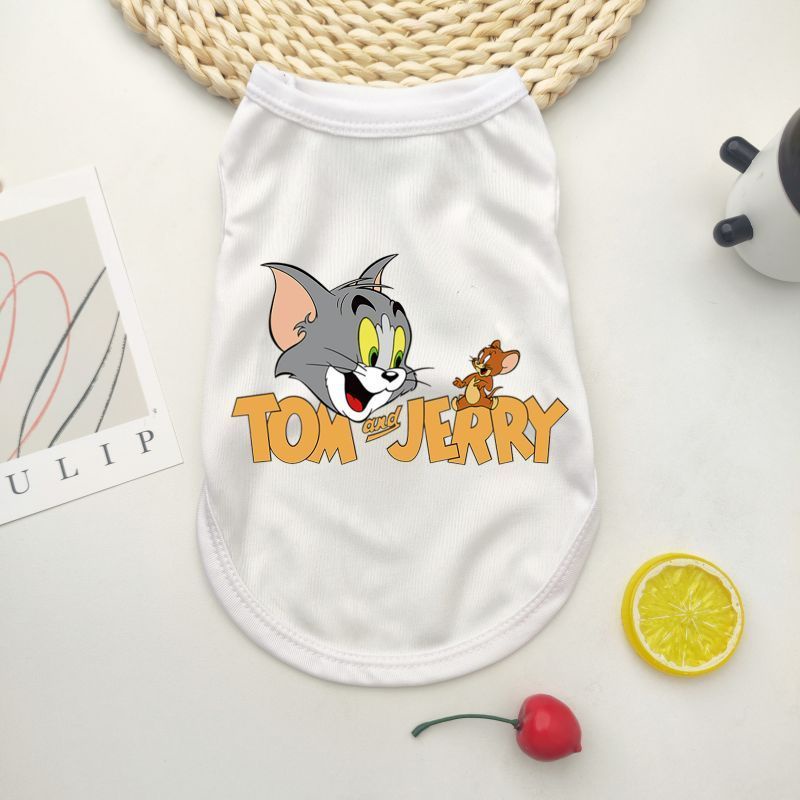 Rompi Anjing New Teddy Mini Medium Large Dog Cotton Tank Top Produk Pet Pakaian Tom &amp; Jerry Text