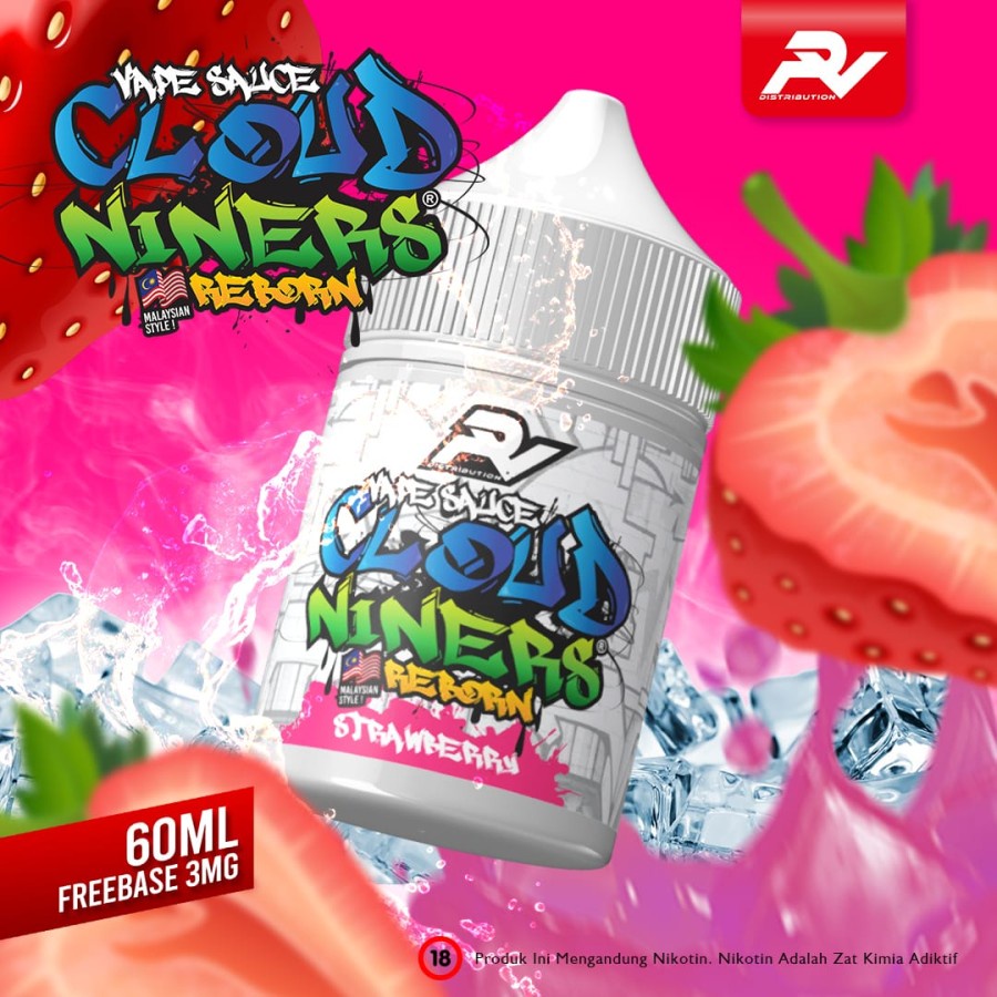 CLOUD NINERS REBORN V2 STRAWBERRY FREEBASE 60ML BY RV DISTRIBUTION