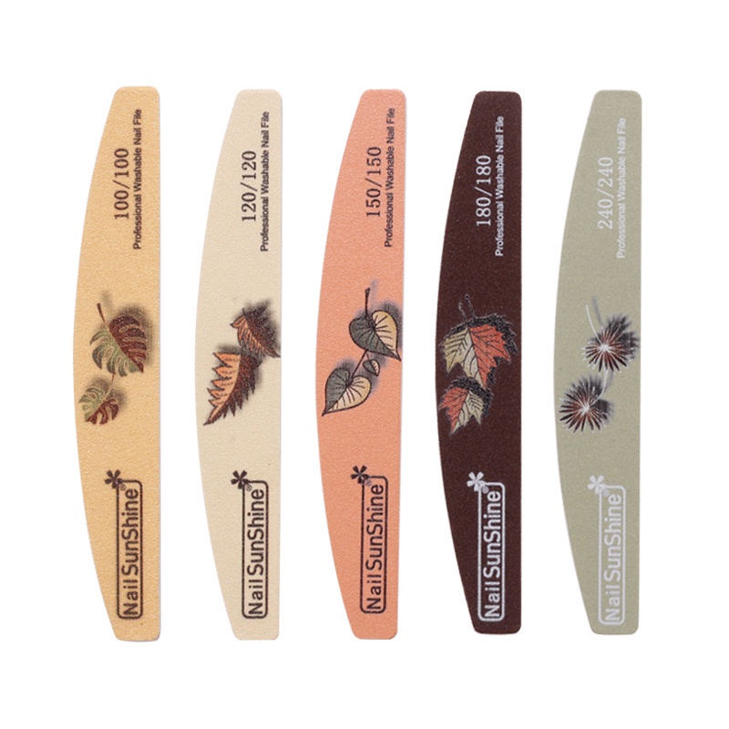 Kikir Kuku Bunga Dicetak Setengah Bulan Dicuci Kuku Buffer Profesional Poles Nail Art Manicure Care Tools