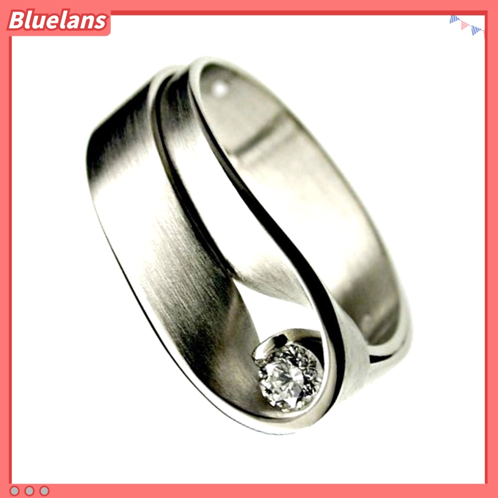 {In Stock} Fashion Unisex Cubic Zirconia Tergabung Pernikahan Pertunangan Jari Cincin Perhiasan