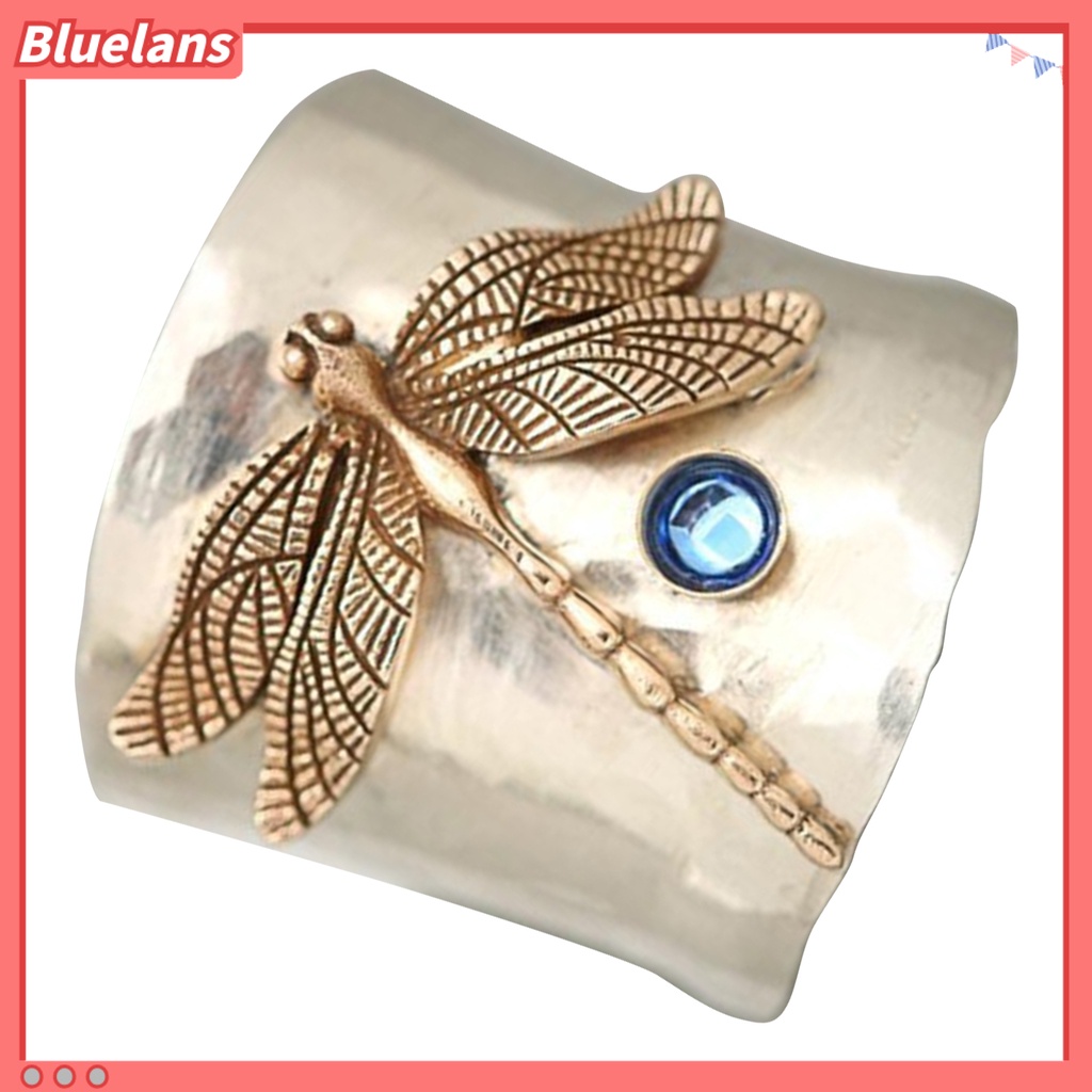 {In Stock} Cincin Fashion Capung Dekorasi Perhiasan Vintage Ukiran Desain Tabung Emas Alloy Ring Untuk Pesta