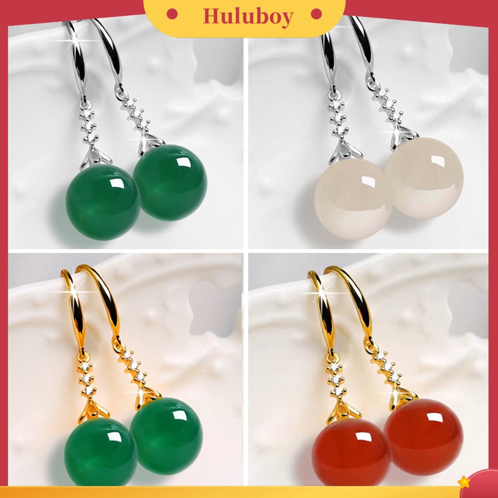 {Ready Stock} 1pasang Anting Batu Akik Tidak Kebal Alergi Anggun Indah Pengerjaan Halus Shiny Bright Hook Earrings Untuk Perhiasan Fashion