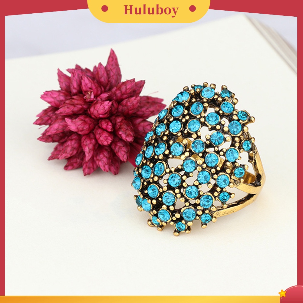 {Ready Stock} Mewah Oval Warna-Warni Berlian Imitasi Bertatahkan Wanita Jari Cincin Pesta Perhiasan Hadiah