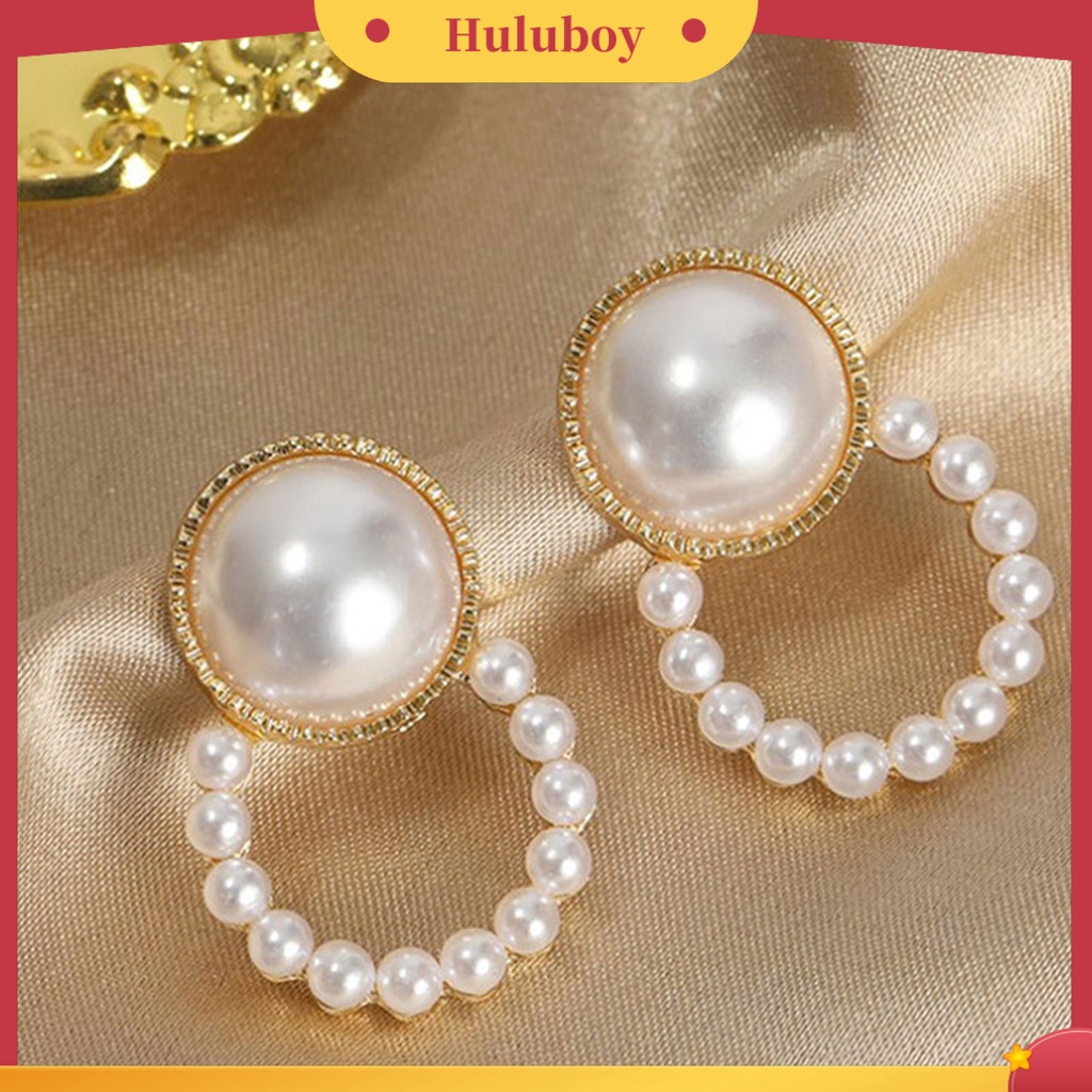 {Ready Stock} 1pasang Anting Wanita Gaya Perancis Retro Elegan Berlapis Emas Hypoallergenic Hadiah Fashion Perhiasan High Gloss Faux Pearl Cross Ladies Earrings Untuk Pesta
