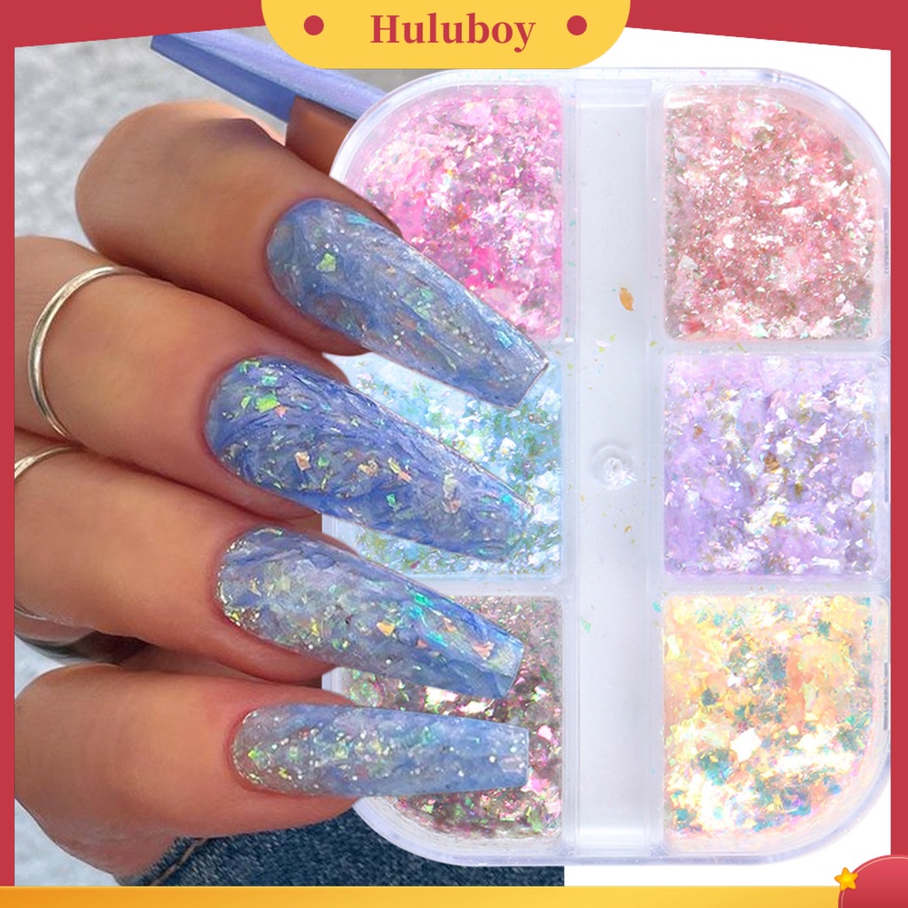 {In Stock} 1kotak Nail Sequin Shiny Vibrant Color Plastik Campur DIY Nail Glitters Sequin Manicures Designs Perlengkapan Kuku