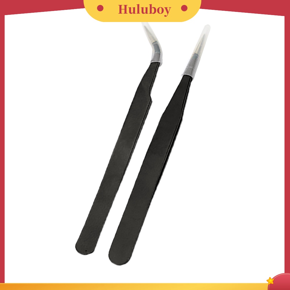 {In Stock} 2Pcs Pinset Lurus Lengkung Untuk Nail Art Eyelash Extension Nipper Picking Tool