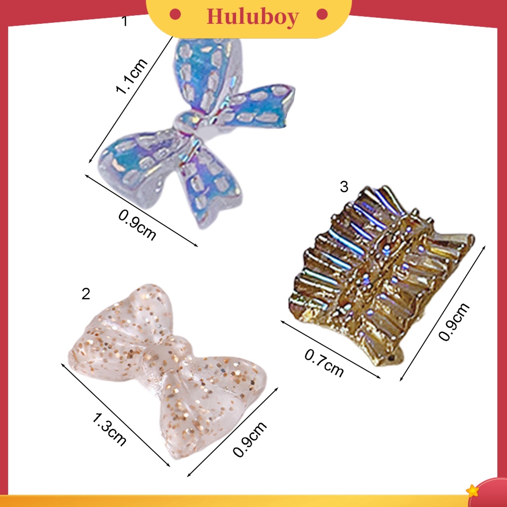 {In Stock} 50Pcs/Set Ornamen Busur Kuku Aurora 3D Resin Manicure Glitter Ikatan Simpul DIY Berlian Imitasi Untuk Mempercantik