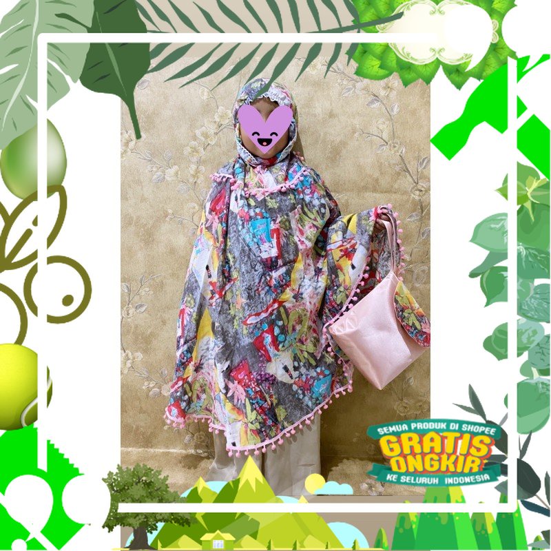 Mukena Pompom Anak (Katun Silky)/ Trendy Modis