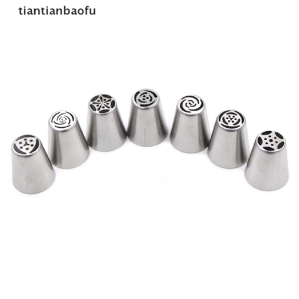 [tiantianbaofu] 8pcs/set Stainless Steel Rusia Nozel Pastry Kue Icing Piping Nozzle Tools Butik