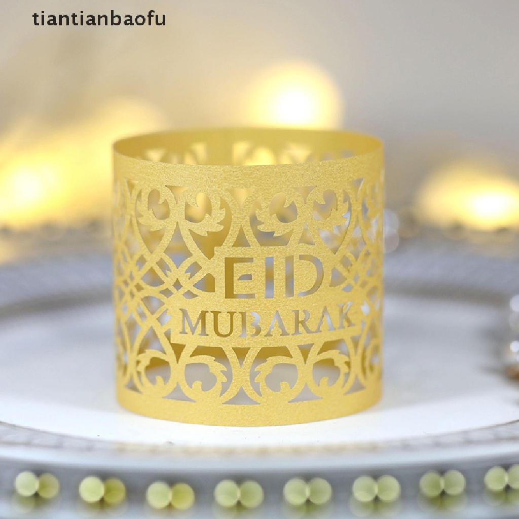 [tiantianbaofu] 10pcs Eid Mubarak Serbet Kertas Ring Gesper Dekorasi Paper Ring Handuk Gesper Butik