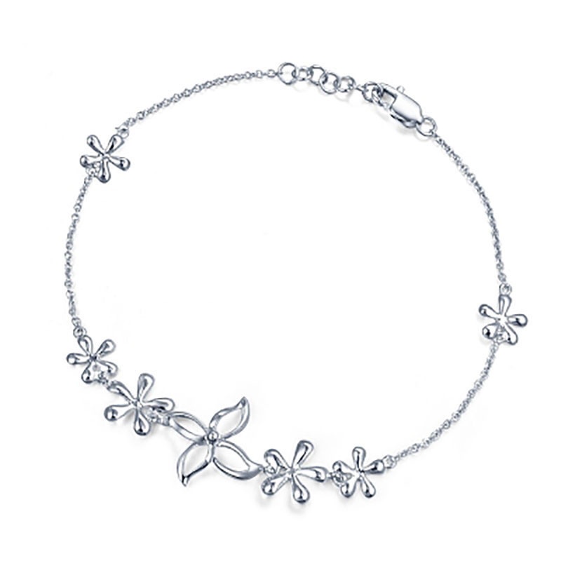 Goldkingdom Aksesoris Perhiasan Fashion Ready Stock Empat Daun Rumput Gelang Kepribadian Fashion Putih Cocok Mekar Bunga Gelang Wanita