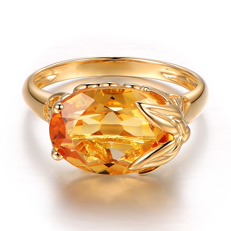 Goldkingdom Aksesoris Perhiasan Fashion Ready Stock Topaz Gemstone Ring Cincin Tunangan