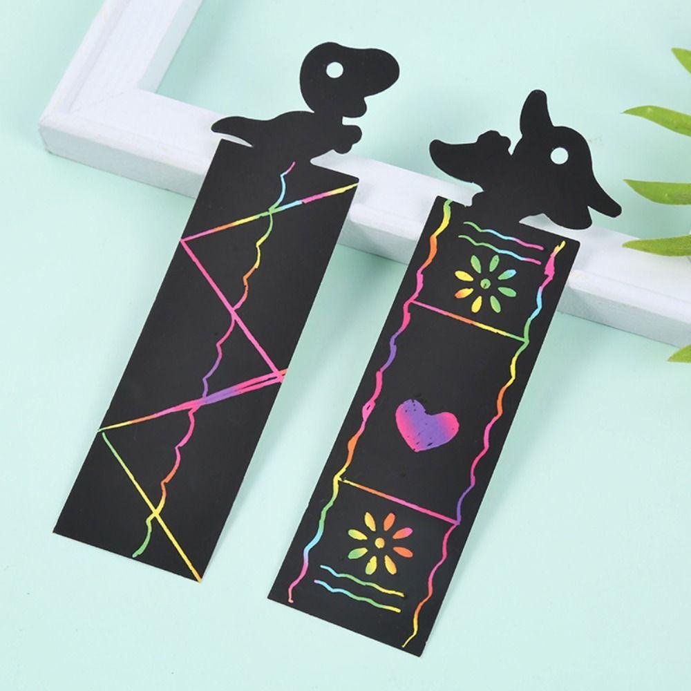 Lanfy Hewan Garukan Bookmark DIY Kerajinan Ulang Tahun Pesta Kantor Perlengkapan Label Bookmark Lukisan Perlengkapan Seni Seni Perlengkapan Membaca Seni Bookmark Scratch Kit