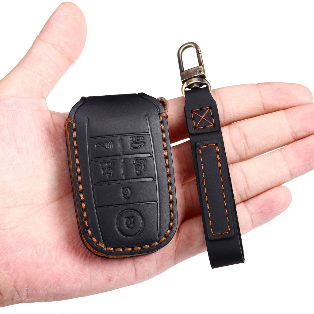 Kulit Asli 6tombol Fob Kunci Mobil Remote Smart Key Case Pelindung Cover Kompatibel Dengan Kia Sedona Grand Carnival 2015 2019