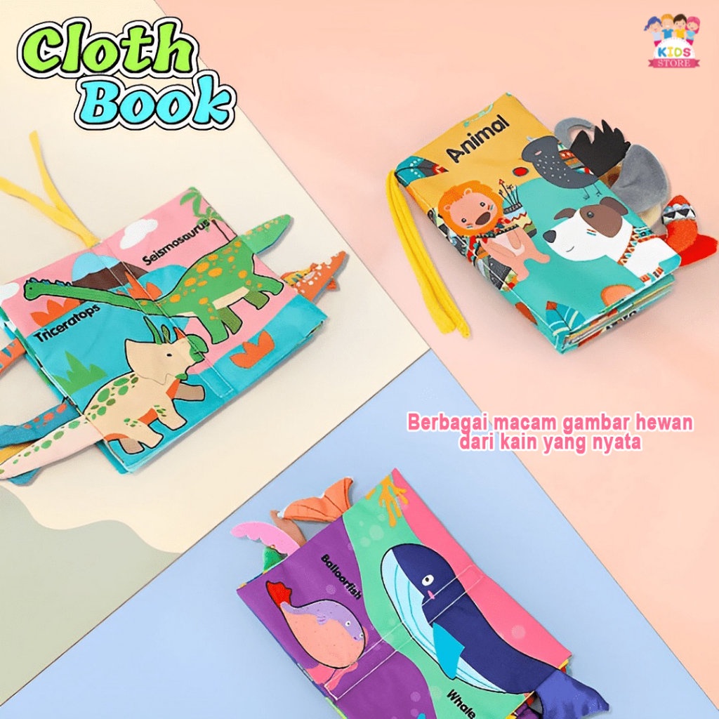 Cloth Book Animal Lembut | Mainan Edukasi Anak Perempuan Laki Laki | Hadiah Ulang Tahun Anak Terbaru 2023