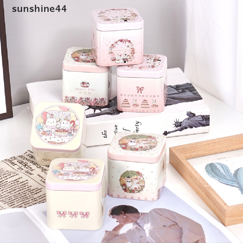 Sunshine Candy Box Motif Kartun Beruang Kelinci Bagus Sealing Vintage Easter Cookie Tins ID