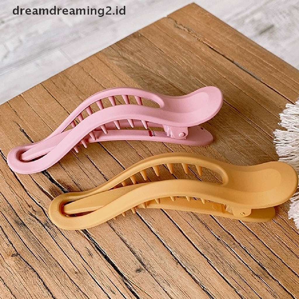 (hot) Penjepit Rambut Besar Wanita Warna Permen Hair Clip Seamless Plastik Duckbill Claw//