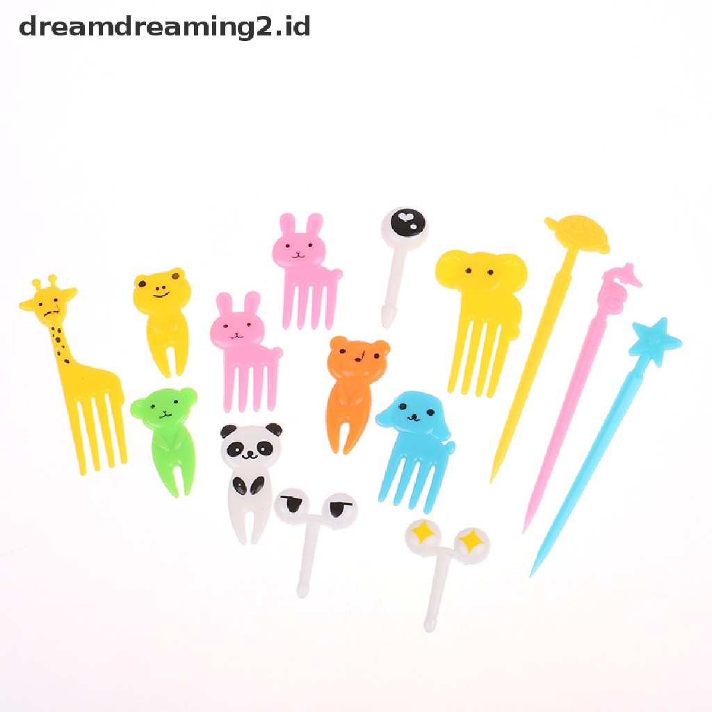 (hot) 52pcs Mini Kartun Hewan Buah Garpu Anak Dessert Fork Dekorasi Pesta//
