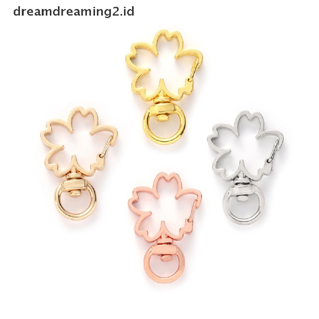 (hot) 10pcs Bunga Sakura Berongga Gantungan Kunci Key Ring DIY Aksesoris Lobster Clasp//