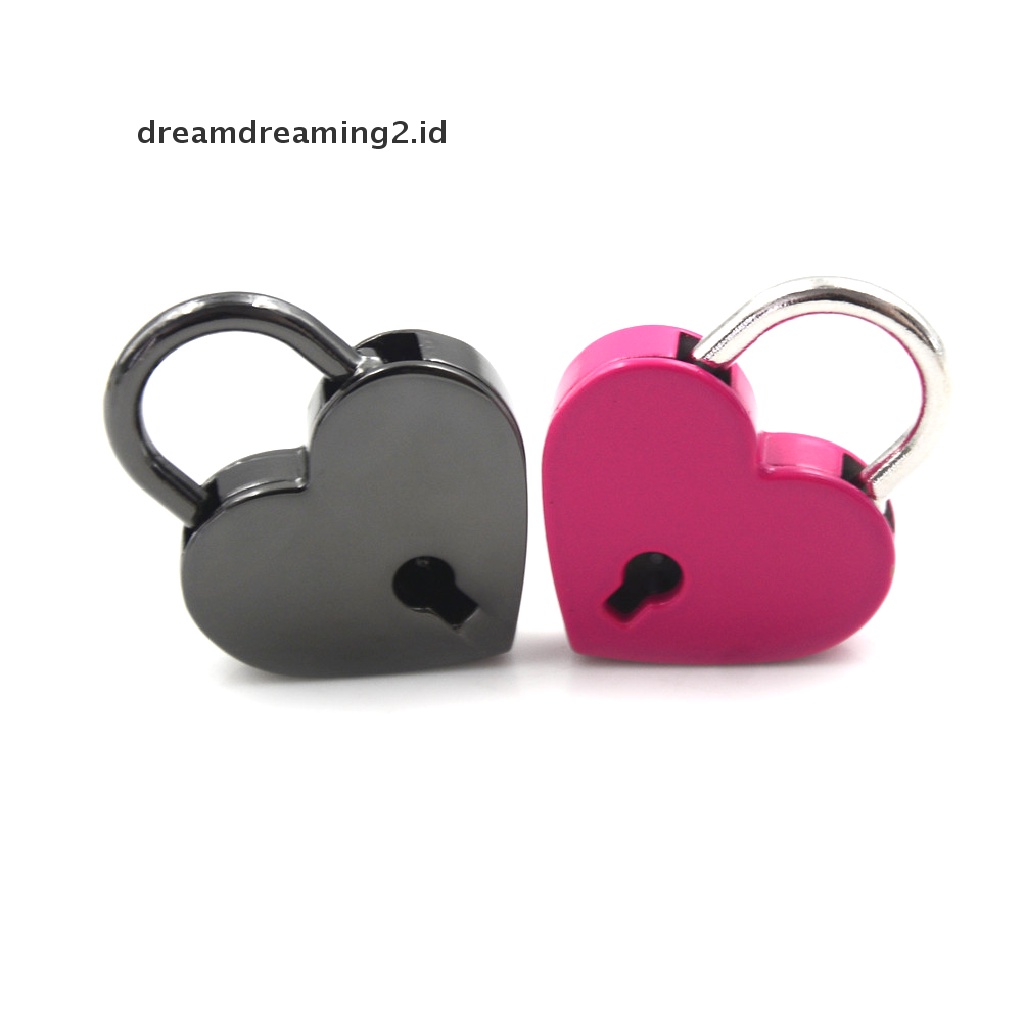 (hot) Gembok Mini Love Bentuk Hati Padlock Tiny Luggage Bag Case Lock Dengan Kunci//