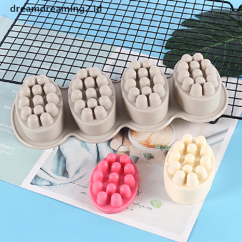 (hot) Cetakan Silikon Sabun Handmade 3D DIY Resin Bentuk Oval Massage Soaps Kerajinan Tangan//