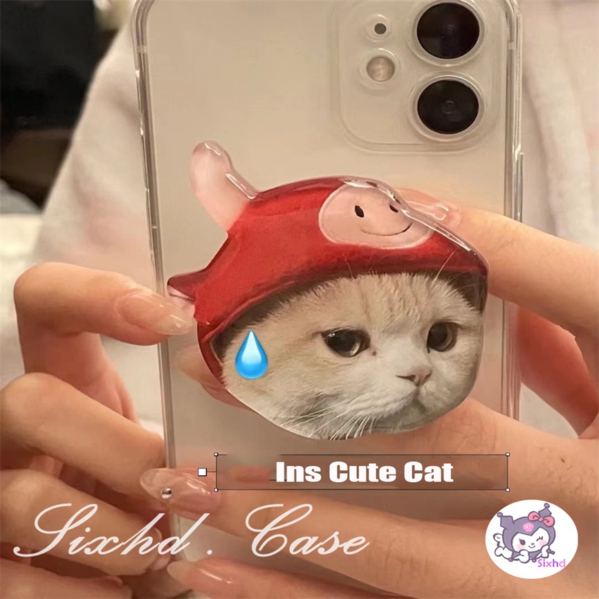 Ins Cute Cat Phone Bracket Kompatibel Untuk Semua Telepon Super Hot 3D Kartun Berkeringat Kucing Holder Dapat Digunakan Untuk Sikat Ditarik Portabel Video Menonton Desktop Artefak Orang Malas