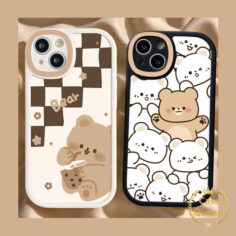 Casing Motif Papan Catur Beruang Teh Susu Kartun Lucu Realme C53 C31 C12 C15 C35 C30 C21Y C30s C11 C25Y 7i 6s 6 8i 8Pro C25s 9i 5 6i 8 5i C17 C20A C3 C20 C21 GT C2 C17 Tpu Lembut Sarung