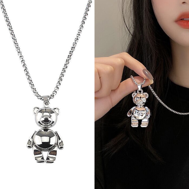 Eropa Amerika Gaya Baru Disco Hip Hop Beruang Lucu Liontin Unik Fashion Trend Kalung