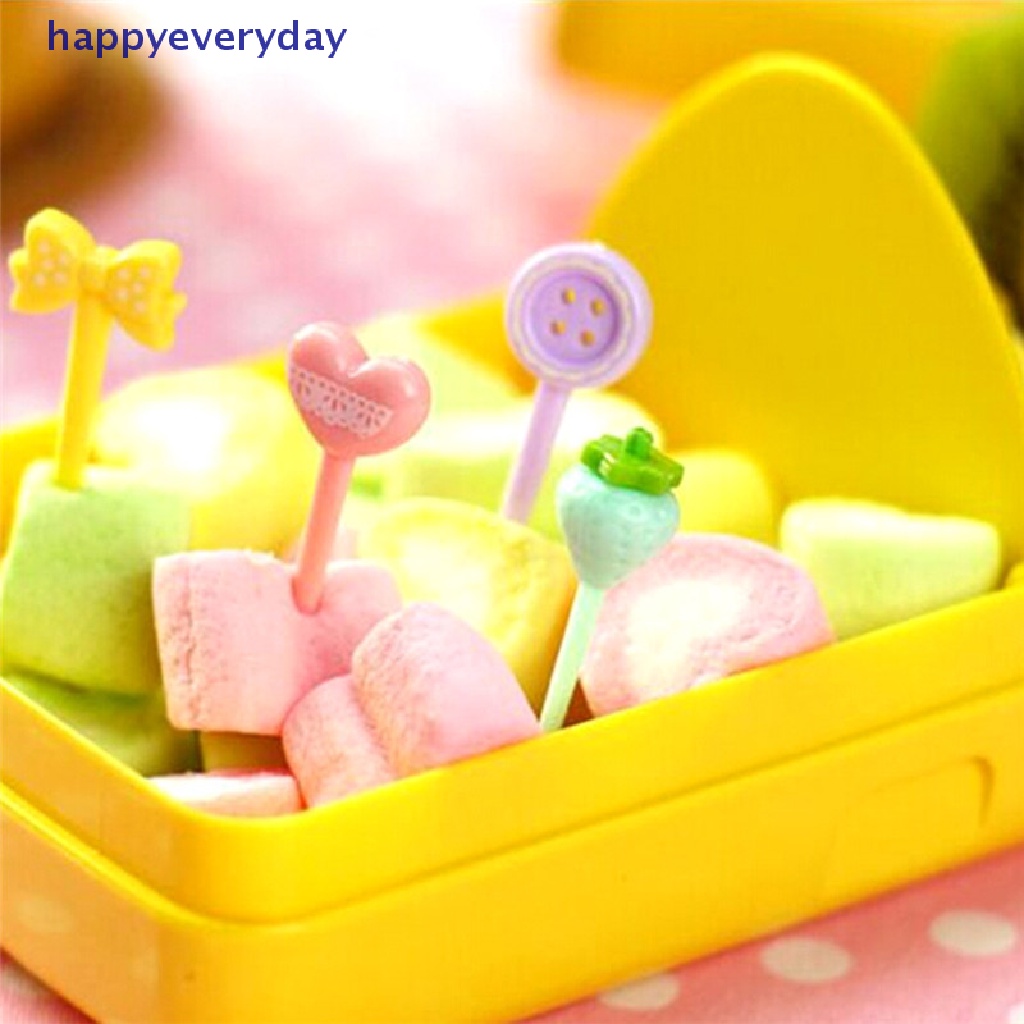 [happy] 8pcs Garpu Kue Permen Warna Mini Fruit Snack Dessert Fork Untuk Pesta Fruit Pick Decor [ID]