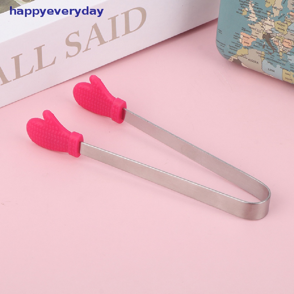 [happy] Sarung Tangan Penjepit Makanan Silikon-shaped Stainless Steel Non-slip Ice Candy Food Clip [ID]