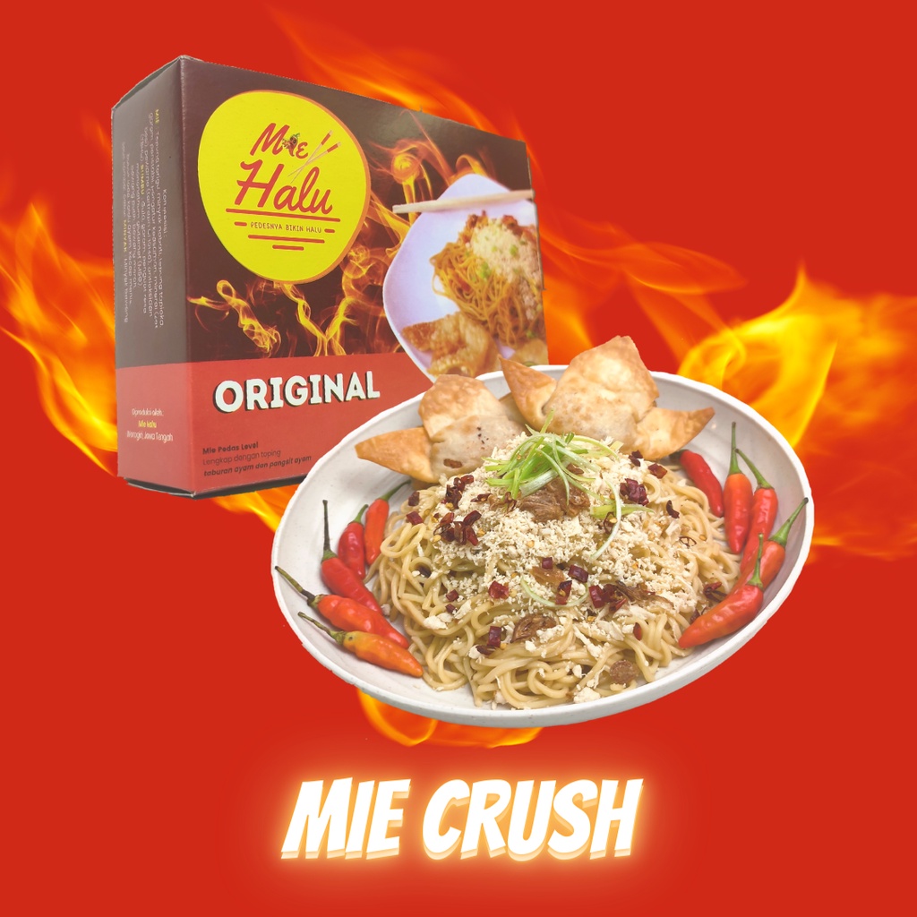 

MIE HALU Crush Instan - Mie Pedas / Mie Gacoan / Mie Iblis / Mie Pangsit / Mie Ayam / Mie Viral