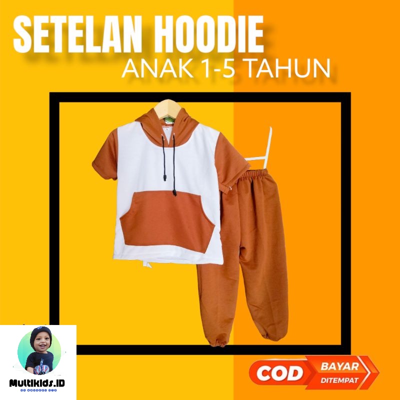 setelan anak unisex lengan panjang trendy hoodie tebal premium 1-5 tahun