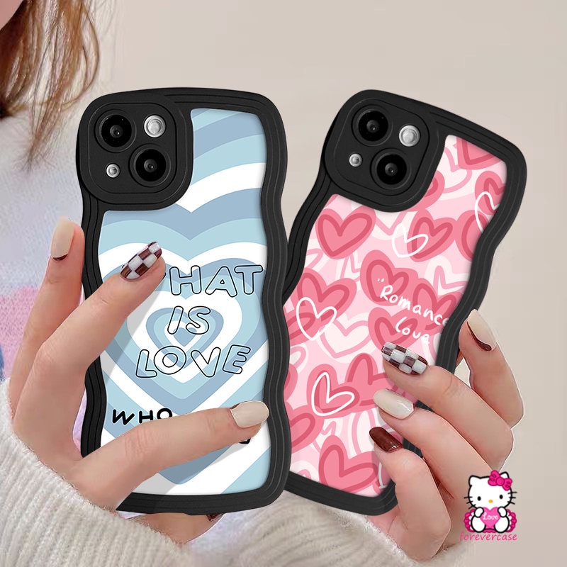 Casing Cinta Hati Pasangan Romantis Vivo Y36 Y35 Y15A Y22 Y02 Y33s Y20 Y30 V20 Y21s Y12s Y17 V25E Y91 Y93 Y12i Y22s Y15s V25 Y21 V21 Y91C Y12 Y50 Soft Tpu Wavy Edge Case