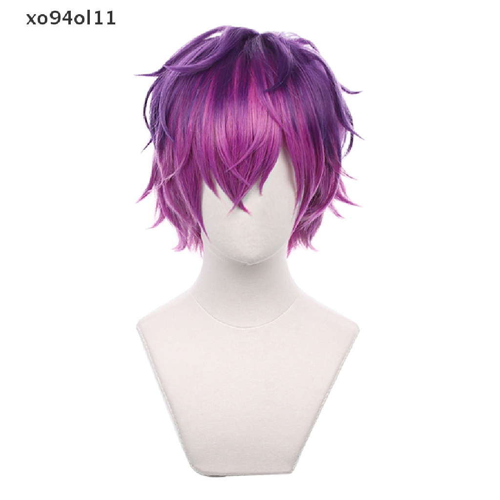 Wig Pendek XO Uki Violeta Cosplay Anime Rambut Gradasi Warna Campur Untuk Pria Wanita OL