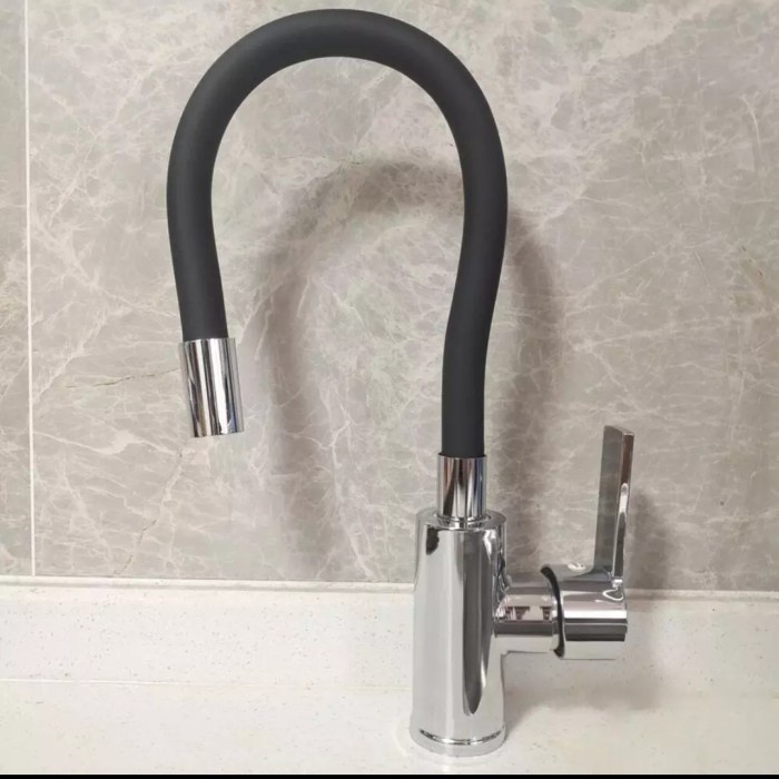 Kran Kitchen Sink Panas Dingin/Keran Sink Fleksibel Panas Dingin Meja - Hitam