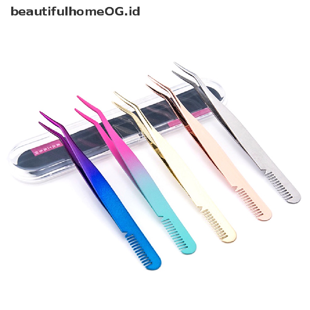 // Lebaran// Pinset Alis Dengan Sisir Stainless Steel Lash Aplicator Extension Supplies **