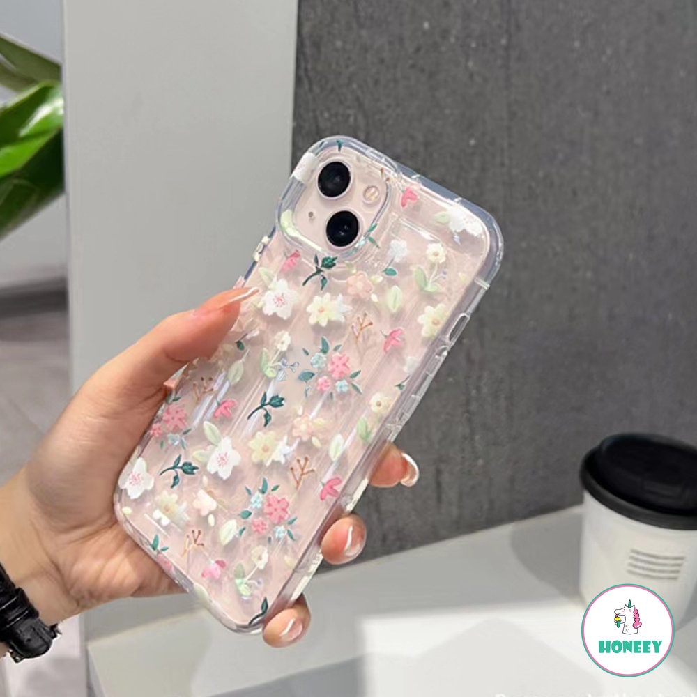 Untuk iPhone 14 Pro Max Flowers Case iPhone11 12 14 13 Pro Max Bantal Udara Shockproof Lembut Bumper Ponsel Case Cover