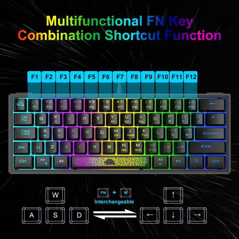 K61rgb Keyboard Gaming RGB Lighting Keyboard Mini Persen60 Keyboard Laptop Gaming Gaming