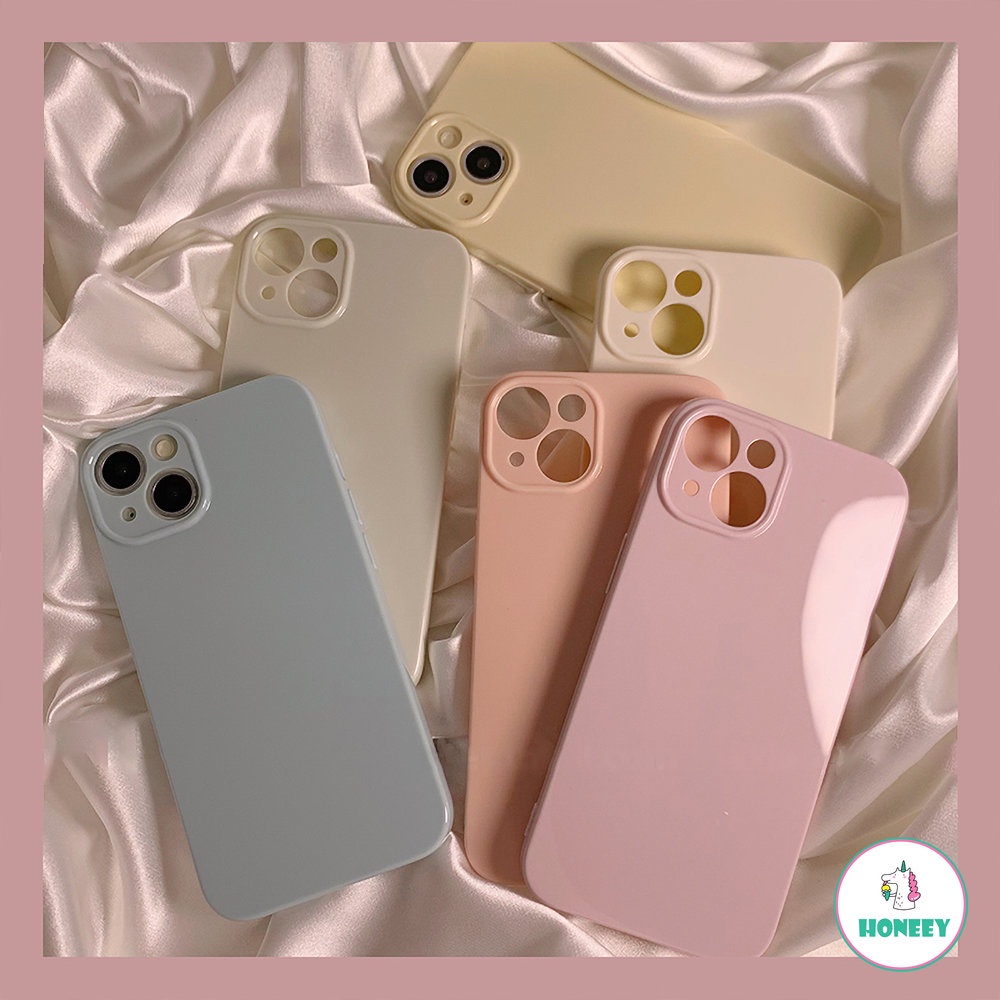 Casing Ponsel Korea Warna Solid Retro Sederhana Untuk iPhone14 13 12 11 Pro Max Lucu Warna-Warni Shockproof Lembut Silicone Phone Cover