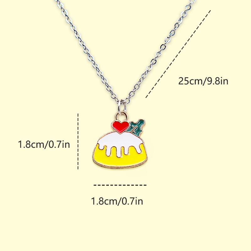 Anak-anak Kartun Liontin Stainless Steel Kalung Kue Drop Liontin Perlengkapan Siswa Hadiah Ulang Tahun Logam Aksesoris Fashion