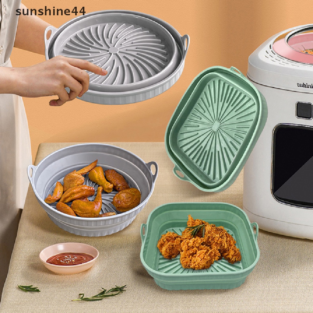 Sunshine Collapsible Air Fryer Silicone Pot Reusable Round Square Liners Basket Untuk Air ID