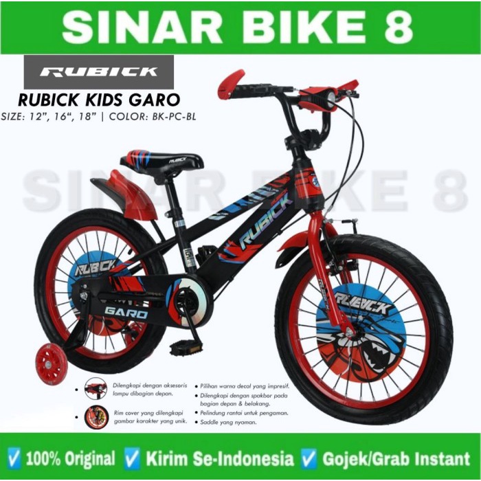 Sepeda Anak Laki BMX Rubick KIDS GARO Ukuran 12&quot; , 16&quot; &amp; 18 Inch Ada Lampu