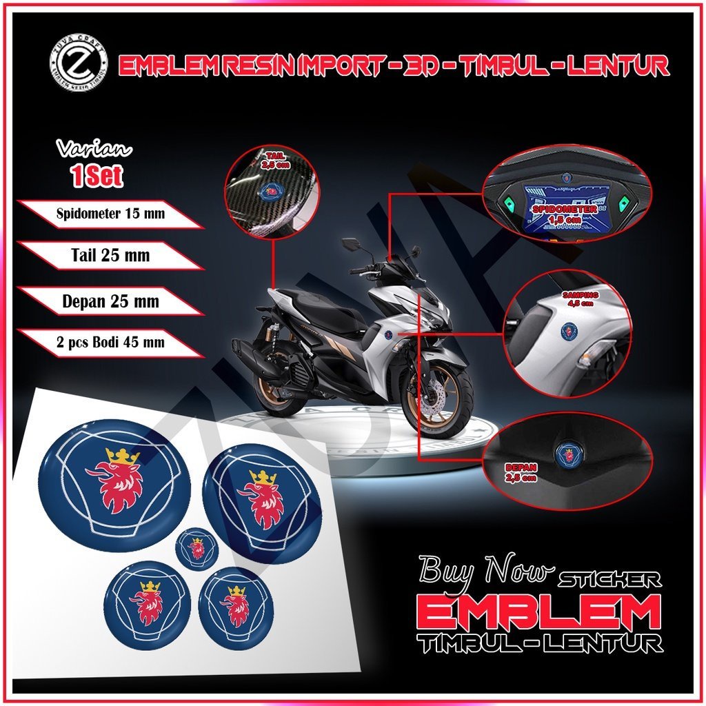 STIKER MOTOR 1 SET STIKER MOTOR LOGO SCANIA STIKER NMAX STIKER AEROX STIKER EMBLEM NMAX AEROX LEXI