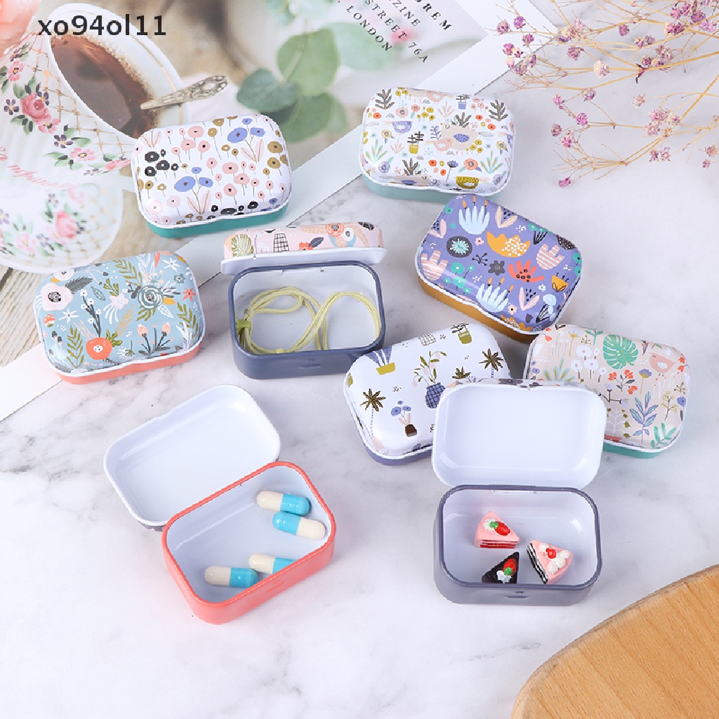 Xo Kotak Koin Trinket Kaleng Bunga Mini Tempat Penyimpanan Perhiasan Tinplate Small Floral OL