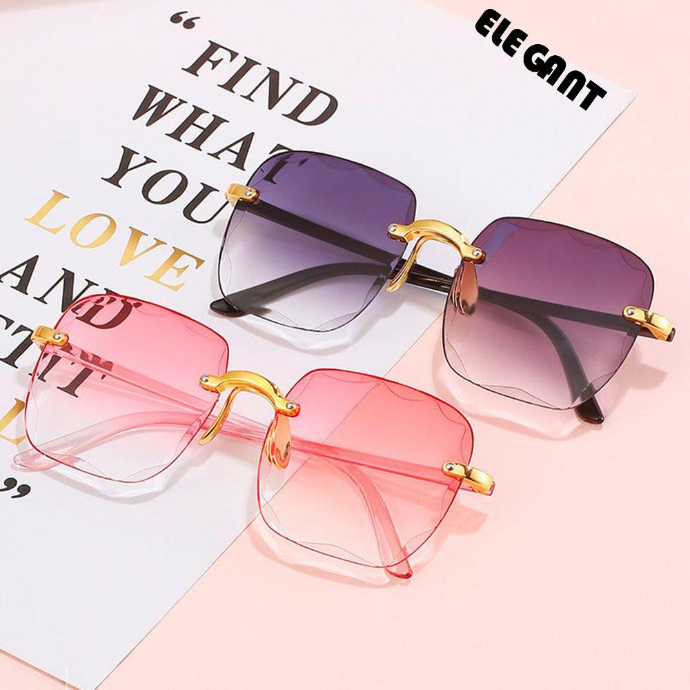 [Elegan] Kacamata Hitam Persegi Trendy Keren Perempuan Pria Frameless Eyewear Women Glasses