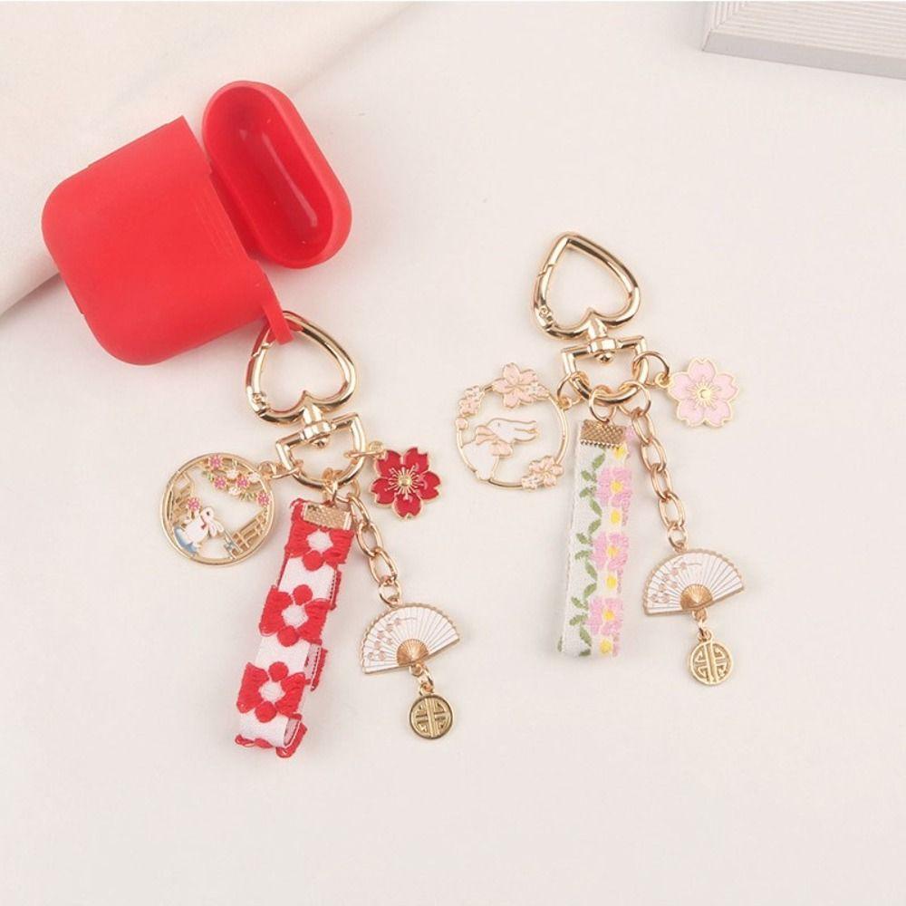 Needway  Gaya Korea Liontin Tempat Kunci Mobil Fashion Couple Kawaii Kartun Sakura Rabbit Keychain