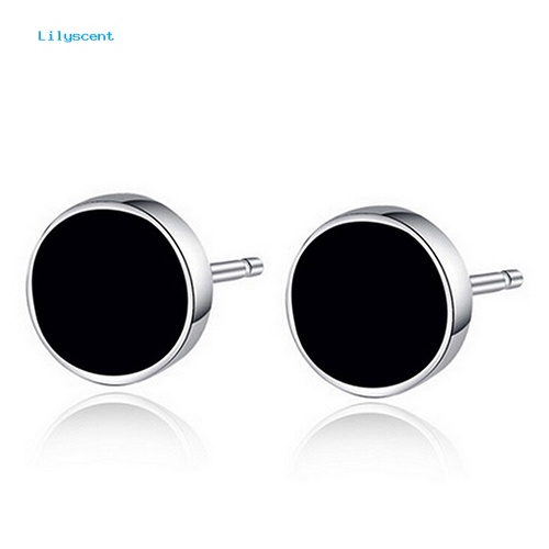 Lilyscent Pria /'s Wanita s 925 Sterling Silver Hitam Vinyl Anting Telinga Giwang Perhiasan Pesona