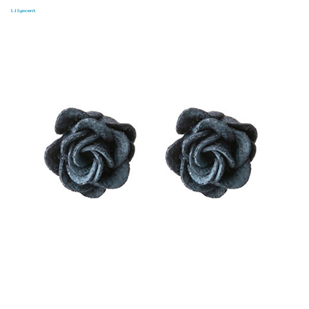 Lilyscent 1pasang Anting Wanita Ringan Untuk Pakaian Sehari-Hari Retro Simulasi Blue Rose Ear Studs Penampilan Hidup