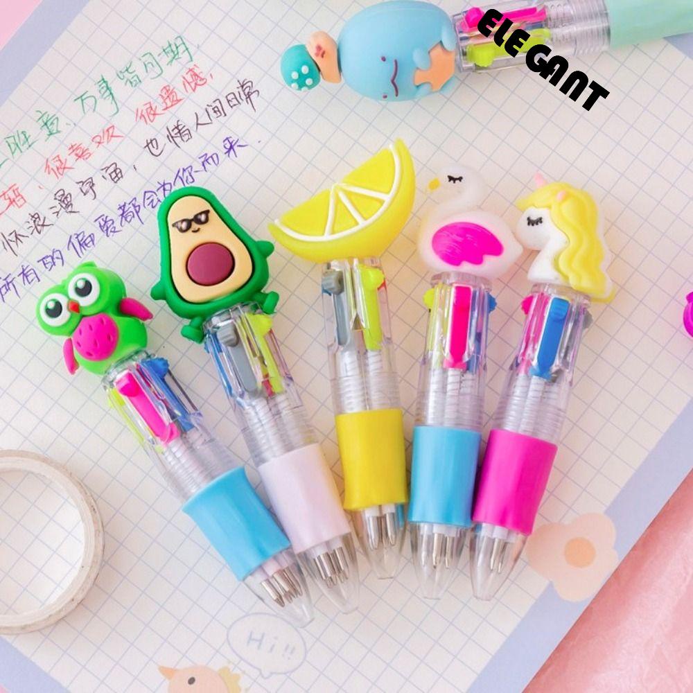 [Elegan] 4warna-warni Pulpen Mini Kartun 0.7mm Tahan Lama Cepat Kering Multifungsi Menulis Pena Gambar