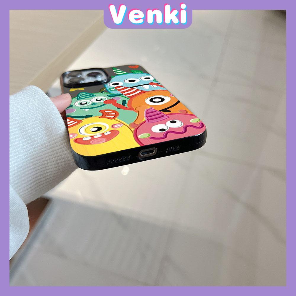 Case for iPhone 11 Soft TPU Glossy Black Candy Case Cute Cartoon Monsters Camera Protection Shockproof For iPhone 14 13 12 11 Pro Max 7 8 Plus X XR